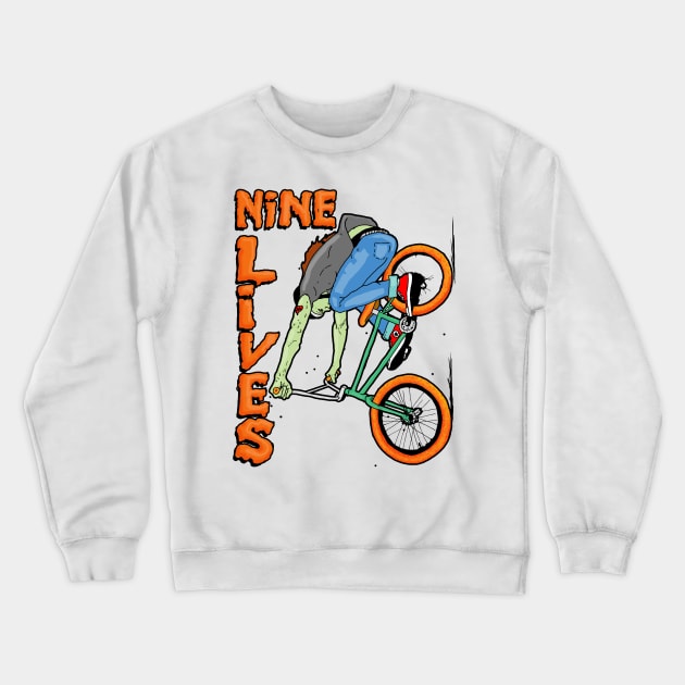 Nine Lives bmx downhill Crewneck Sweatshirt by Johanmalm